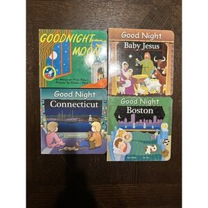 Lot Of 4 Children's Board Books Baby Jesus Goodnight Moon Boston Connecticut